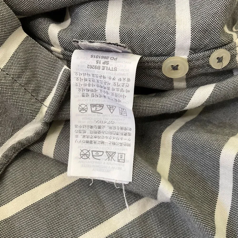 J Crew  Oxford Shirt Mens Medium Slim Fit Gray White University Stripe LS pocket